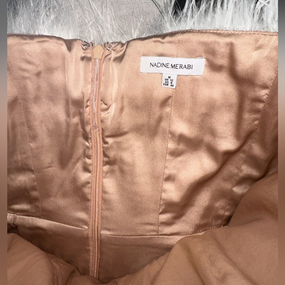 NADINE MERABI Blush Sequin Feather Mini Dress - Picture 2 of 5